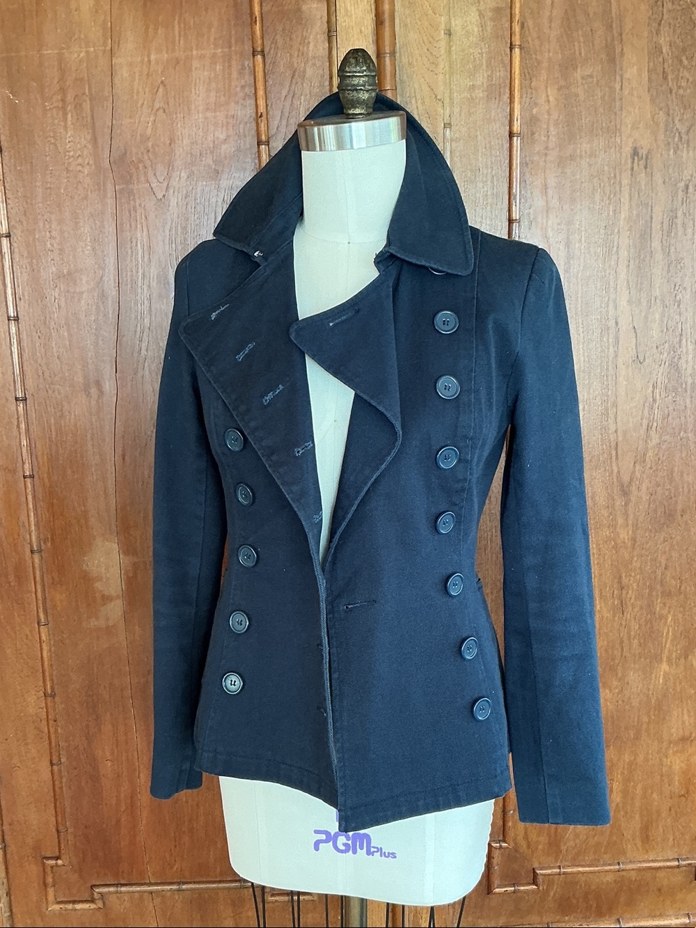 H&M Navy Double-Breasted Colton Women's Pea Coat